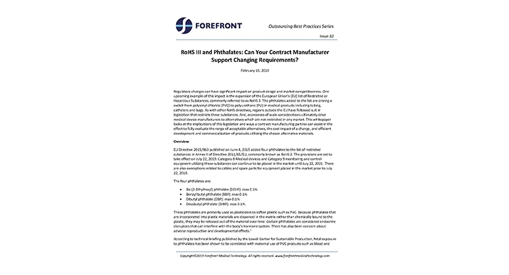 RoHS III and Phthalates: Can Your Contract Manufacturer Support Changing Requirements?